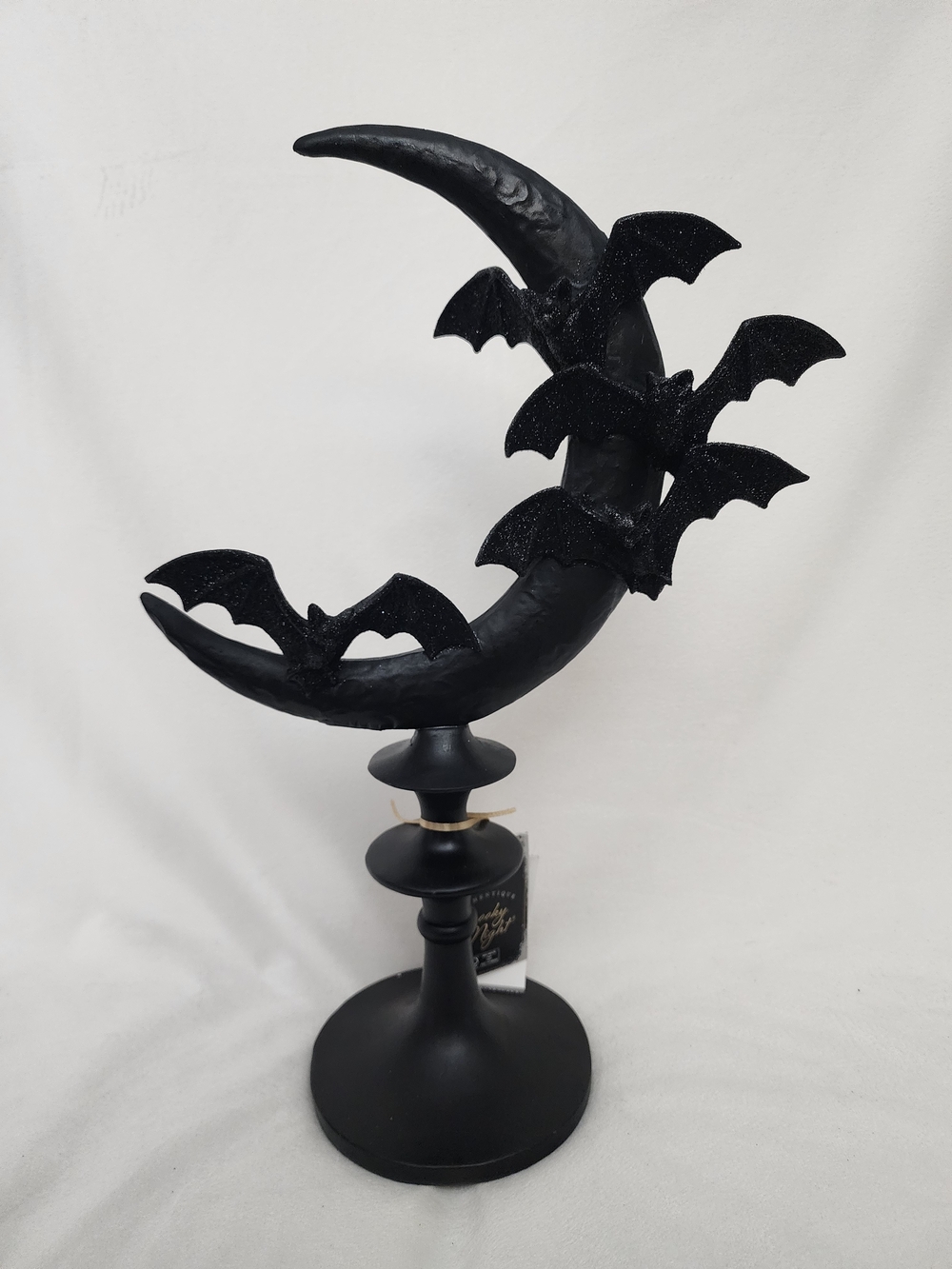 Black Bat Crescent Moon Table Sculpture - Home Art